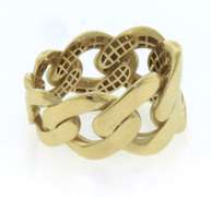 Contemporary Handmade Italian 14k Gold Curb Chain Ring