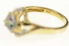 10K Yellow Gold Trillion Mystic Topaz Diamond Accent Bypass Ring
