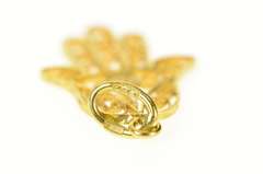 18K Yellow Gold Filigree Hamsa Arabic Protection Symbol Charm/Pendant