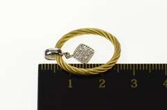 18K Yellow Gold Charriot Designer Cable Twist Diamond Dangle Pendant