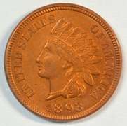 Full Red Choice BU 1893 Indian Head Cent. Full strike