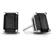 1.18 CT GENUINE BLACK SAPPHIRE 925 STERLING SILVER EARRINGS STUD