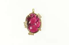 18K Yellow Gold Ornate Carved Pink Tourmaline Statement Pendant