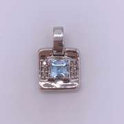 14kt Gold, Blue Topaz, & Diamond Pendant