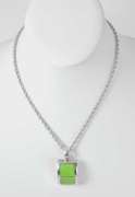 Sterling Silver Green Gemstone Necklace.