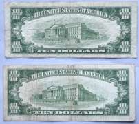 1934 C & 1953 $ 10 Silver Certificates