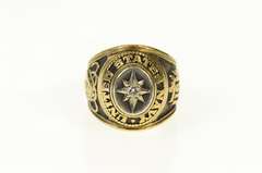 10K Yellow Gold United States Navy Diamond Ornate Military Ring