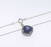 Pretty 10kt WG Blue & Clear Cubic Zirconia Necklace