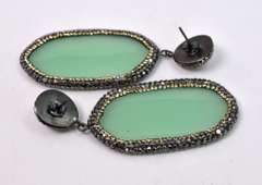 Large Oval Crystalized Gemstone Earrings