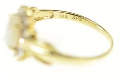 10K Yellow Gold Oval Opal Diamond Accent Statement Classic Ring