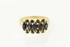 14K Yellow Gold Marquise Natural Sapphire Statement Band Ring