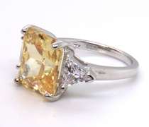Yellow and White Cubic Zirconia Ring in Sterling Silver