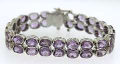 Sterling Silver Amethyst 2 Row Bracelet