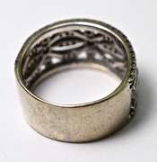 Stunning Wide Lacy 14K White Gold Diamond Band