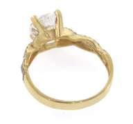 Glamorous 14kt Yellow Gold Round Cut CZ Engagement Ring