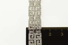 14K White Gold 5.00 Ctw Diamond Greek Key Swirl Tennis Bracelet