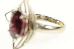 18K White Gold Tourmaline Diamond Squared Retro Cocktail Ring