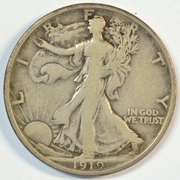 Very scarce 1919-D Walking Liberty Half Dollar in VF