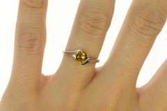 10K White Gold Round Citrine Swirl Retro Solitaire Bypass Ring