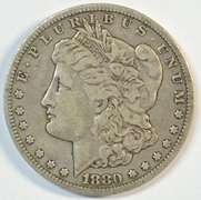 Very scarce 1880-CC Morgan Silver Dollar. Choice circ