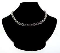 Thick Sterling Silver Cable Chain Necklace with Cubic Zirconias