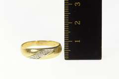 10K Yellow Gold Classic Diamond Striped Men's Wedding Ring
