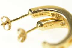 14K Yellow Gold Classic Diamond Channel Semi Hoop Earrings