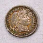 1902 Toned Unc Barber Dime
