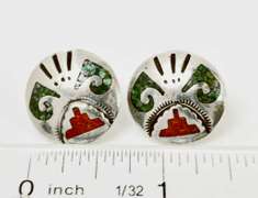 Sterling Silver Native American Coral And Turquoise Earring.