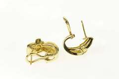 14K Yellow Gold Baguette Diamond Criss Cross French Clip Earrings