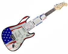 Rob Halford Band Autographed USA Flag Guitar
