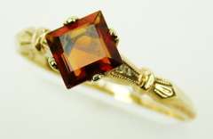 Vintage 14K Orange Garnet Ring, Size 8