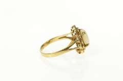 10K Yellow Gold Natural Opal Scalloped Trim Cocktail Ring