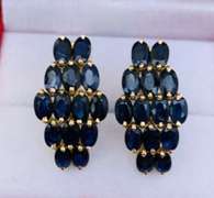 5.0 Carat Blue Sapphire Earrings in 14kt Gold