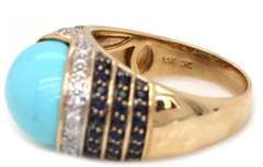 Attractive Le Vian Turquoise, Diamond and Sapphire Ring
