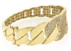 Impressive Handmade Italian 14k Gold Bracelet with Sparkling Cubic Zirconias