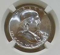 1958 Sil Franklin Hf NGC MS-64 near GEM