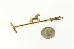 10K Yellow Gold Diamond Horse Polo Mallet Polocrosse Pin/Brooch