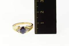 10K Yellow Gold Sapphire Diamond Cluster Accent Engagement Ring