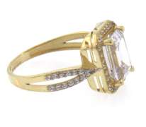 Exciting 14kt Yellow Gold Emerald Cut CZ Gemstone Ring