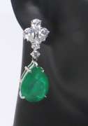 Green and White Cubic Zirconia Dangle Earrings