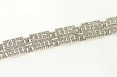 14K White Gold 5.00 Ctw Diamond Greek Key Swirl Tennis Bracelet