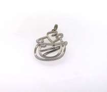 Abstract Sterling Silver Heart Pendant with Cubic Zirconias