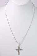 Ornate Cross Necklace in 14K White Gold