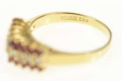 14K Yellow Gold Squared Ruby Diamond Statement Band Ring