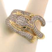 Vivid 14kt Yellow Gold CZ Panther Ring, Earrings, Pendant & Bracelet Set