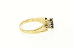 10K Yellow Gold Sapphire Diamond Cluster Accent Engagement Ring