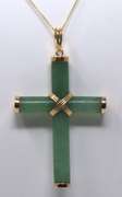 Large Green Jade Cross Pendant on Chain