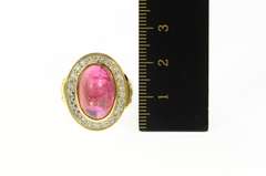 14K Yellow Gold Pink Tourmaline 0.78 Ctw Diamond Statement Ring
