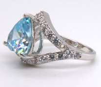 Sterling Silver Blue Stone Heart Shaped Ring